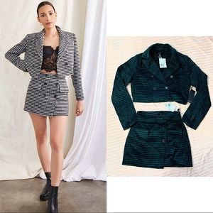 Brand new with tags nwt Houndstooth Mini Skirt and jacket - hunter green